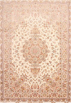 Tabriz Beige Hand Knotted 8'2" X 11'10"  Area Rug 254-29665