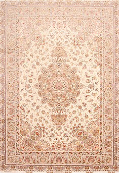 Tabriz Beige Hand Knotted 8'2" X 11'10"  Area Rug 254-29665