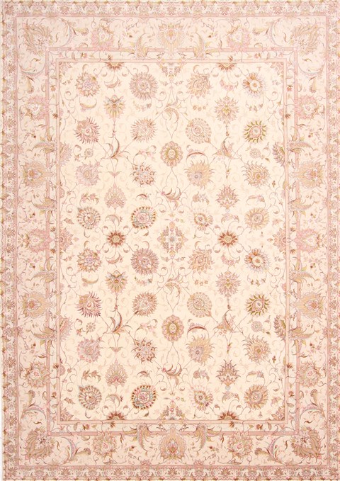 Tabriz Beige Hand Knotted 84 X 118 Area Rug 254-29666 Image 0