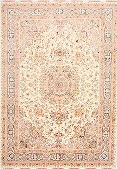 Tabriz Beige Hand Knotted 8'3" X 11'6"  Area Rug 254-29667
