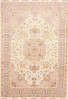 Tabriz Beige Hand Knotted 8'3" X 11'6"  Area Rug 254-29667