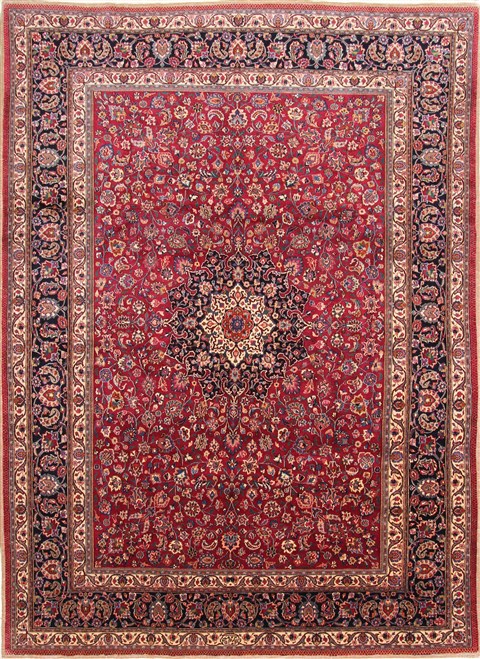 Mashad Red Hand Knotted 81 X 112 Area Rug 254-29668 Image 0