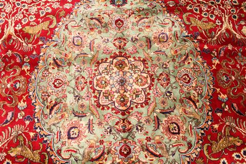 Tabriz Green Hand Knotted 104 X 150 Area Rug 254-29703 Image 2