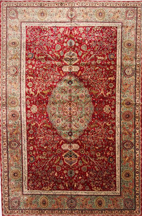 Tabriz Green Hand Knotted 104 X 150 Area Rug 254-29703 Image 0