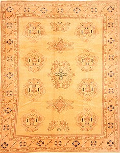 Turkish Oushak Brown Rectangle 9x12 ft Wool Carpet 29709