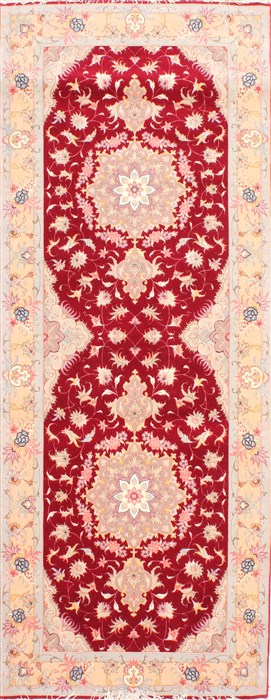 Tabriz Green Runner Hand Knotted 211 X 77 Area Rug 254-29715 Image 0