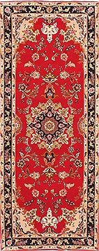 Tabriz Red Runner Hand Knotted 2'8" X 6'8"  Area Rug 254-29716