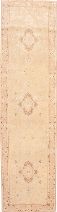 Tabriz Beige Runner Hand Knotted 28 X 104  Area Rug 254-29722 Image 0
