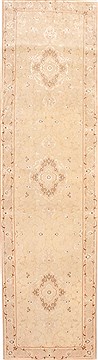 Persian Tabriz Beige Runner 10 to 12 ft Wool Carpet 29722