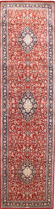Qum Blue Runner Hand Knotted 27 X 98 Area Rug 254-29723 Image 0