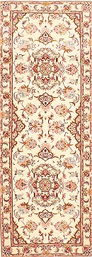 Tabriz Beige Runner Hand Knotted 2'7" X 7'3"  Area Rug 254-29729