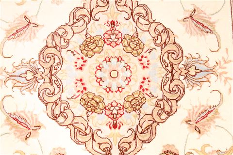Tabriz Beige Runner Hand Knotted 210 X 82 Area Rug 254-29734 Image 2