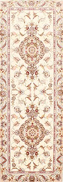 Persian Tabriz Beige Runner 6 to 9 ft Wool Carpet 29734