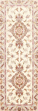 Persian Tabriz Beige Runner 6 to 9 ft Wool Carpet 29734
