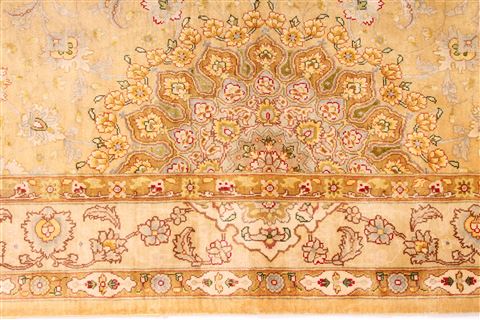 Tabriz Yellow Runner Hand Knotted 33 X 1210 Area Rug 254-29737 Image 3