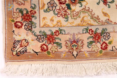 Tabriz Beige Runner Hand Knotted 210 X 75 Area Rug 254-29741 Image 1