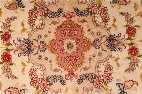 Tabriz Beige Runner Hand Knotted 210 X 75 Area Rug 254-29741 Image 2