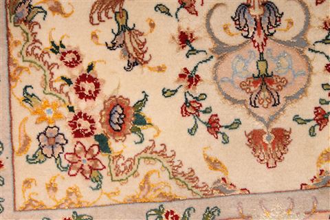 Tabriz Beige Runner Hand Knotted 210 X 75 Area Rug 254-29741 Image 4