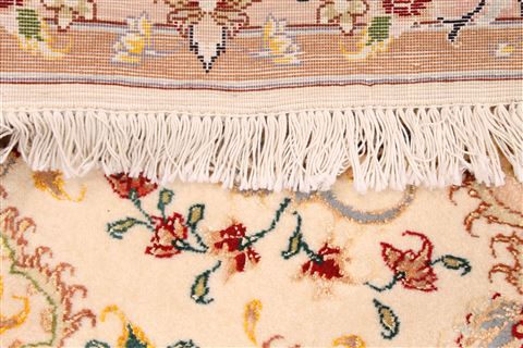 Tabriz Beige Runner Hand Knotted 210 X 75 Area Rug 254-29741 Image 5
