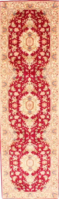 Tabriz Beige Runner Hand Knotted 29 X 910 Area Rug 254-29742 Image 0