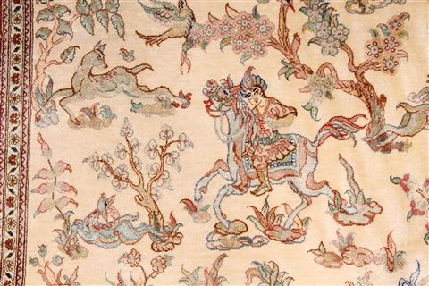 Qum Beige Runner Hand Knotted 27 X 133 Area Rug 254-29743 Image 3