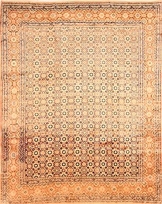 Persian sarouk Yellow Rectangle 10x12 ft Wool Carpet 29753