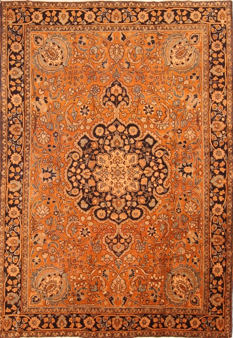 Tabriz Orange Hand Knotted 85 X 122 Area Rug 253-29754 Image 0