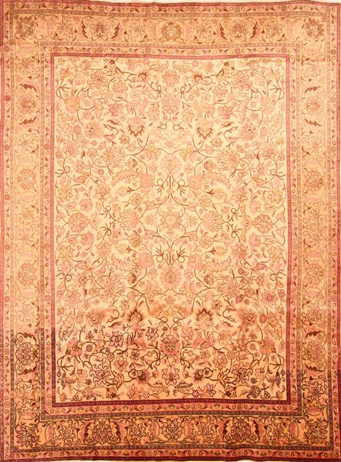 Tabriz Beige Hand Knotted 96 X 128 Area Rug 100-29764 Image 0