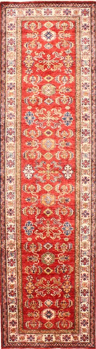 Kazak Beige Runner Hand Knotted 27 X 92 Area Rug 254-29766 Image 0