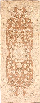 Persian Tabriz Beige Runner 6 to 9 ft Wool Carpet 29771
