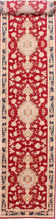 Tabriz Beige Runner Hand Knotted 28 X 167  Area Rug 254-29772 Image 0