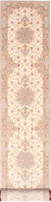 Tabriz Beige Runner Hand Knotted 27 X 162 Area Rug 254-29778 Image 0