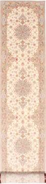 Persian Tabriz Beige Runner 16 to 20 ft Wool Carpet 29778