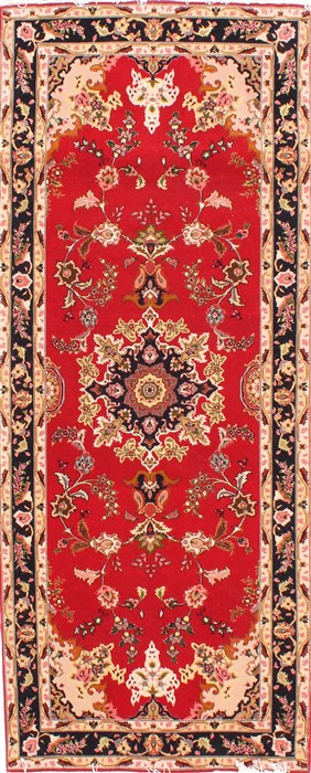 Tabriz Red Runner Hand Knotted 28 X 67 Area Rug 254-29782 Image 0