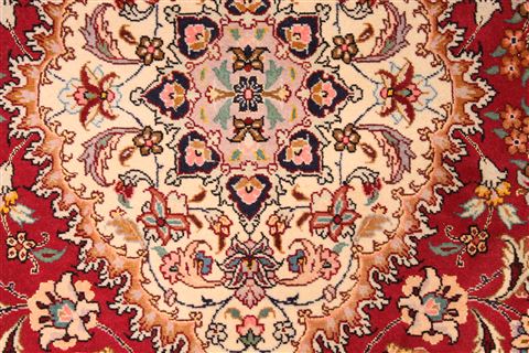Tabriz Beige Runner Hand Knotted 210 X 1410  Area Rug 254-29783 Image 2