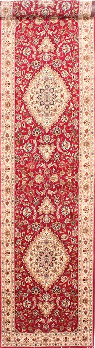 Tabriz Beige Runner Hand Knotted 210 X 1410  Area Rug 254-29783 Image 0