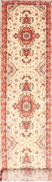 Persian Tabriz Beige Runner 16 to 20 ft Wool Carpet 29788