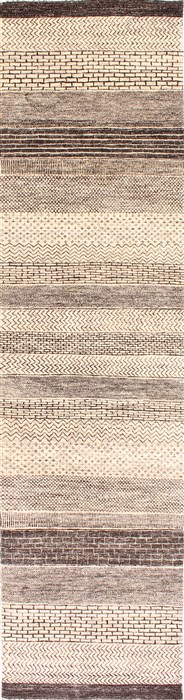 Gabbeh Grey Runner Hand Knotted 27 X 104  Area Rug 254-29790 Image 0