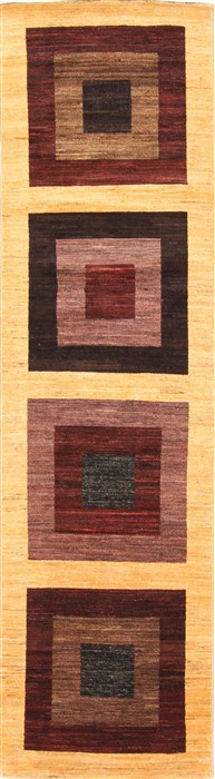 Gabbeh Brown Runner Hand Knotted 26 X 94 Area Rug 254-29800 Image 0