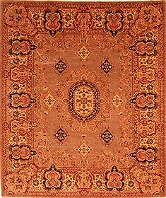 Romania Tabriz Brown Rectangle 8x10 ft Wool Carpet 29804