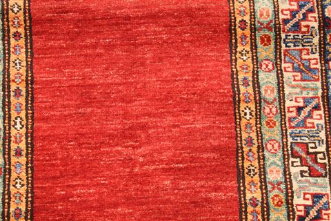 Kazak Red Runner Hand Knotted 27 X 106 Area Rug 254-29808 Image 2