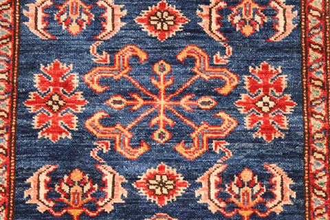 Kazak Beige Runner Hand Knotted 26 X 92  Area Rug 254-29813 Image 2