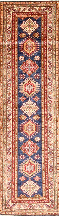 Kazak Blue Runner Hand Knotted 25 X 87  Area Rug 254-29817 Image 0