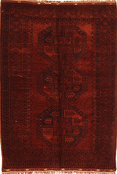 Afghan Bokhara Brown Rectangle 5x7 ft Wool Carpet 29824