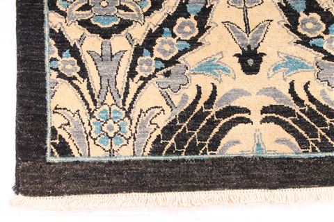 Modern Black Hand Knotted 81 X 98 Area Rug 254-29841 Image 1