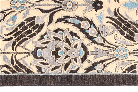 Modern Black Hand Knotted 81 X 98 Area Rug 254-29841 Image 3