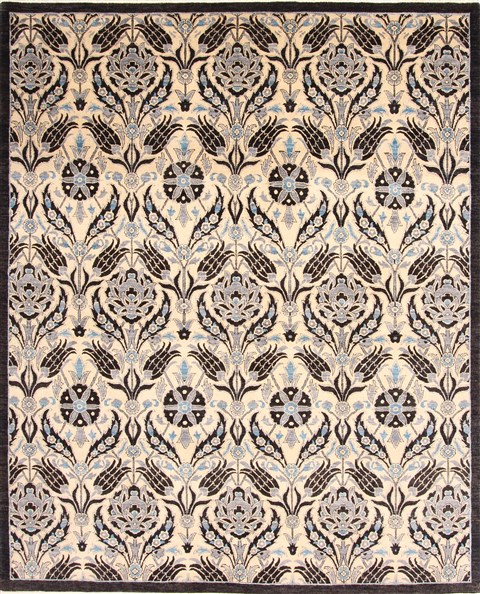 Modern Black Hand Knotted 81 X 98 Area Rug 254-29841 Image 0