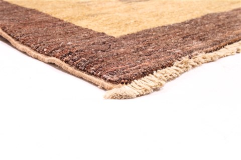 Modern Beige Hand Knotted 92 X 115  Area Rug 254-29873 Image 3