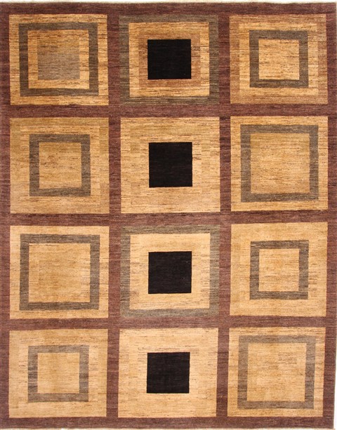 Modern Beige Hand Knotted 92 X 115  Area Rug 254-29873 Image 0