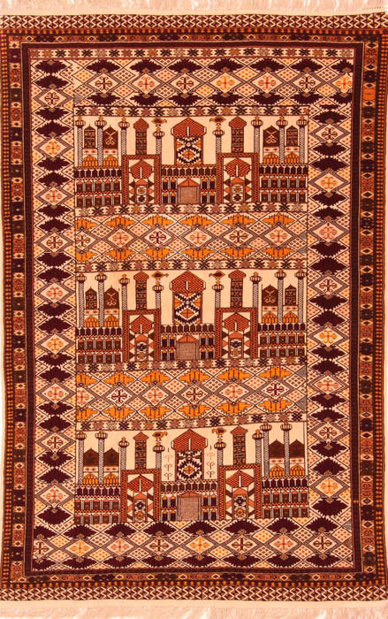 Kurdi White Hand Knotted 38 X 54 Area Rug 100-29875 Image 0